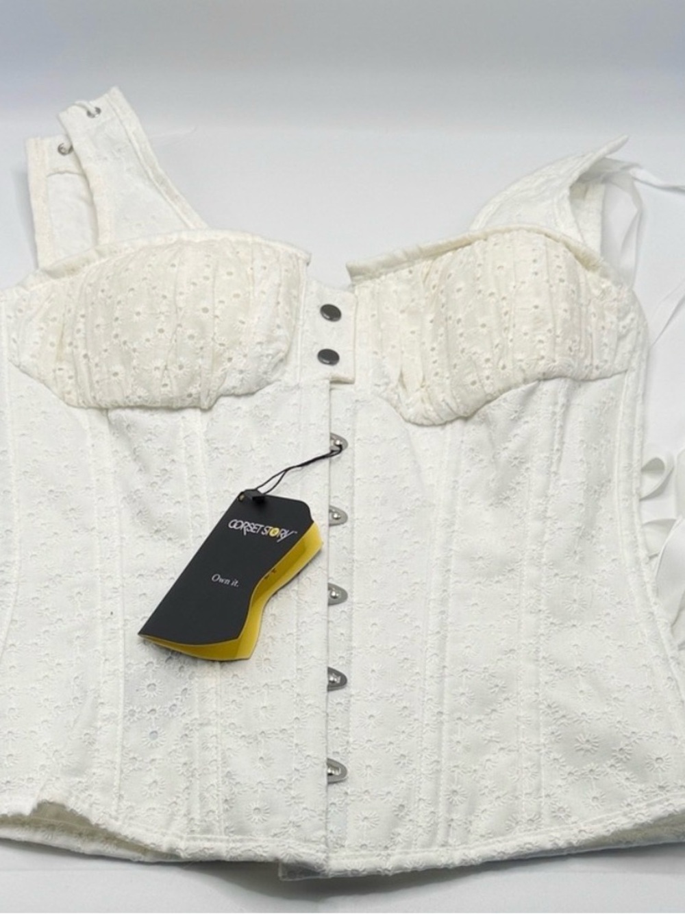 NWT! White Eyelet Corset Bustier Top UK12